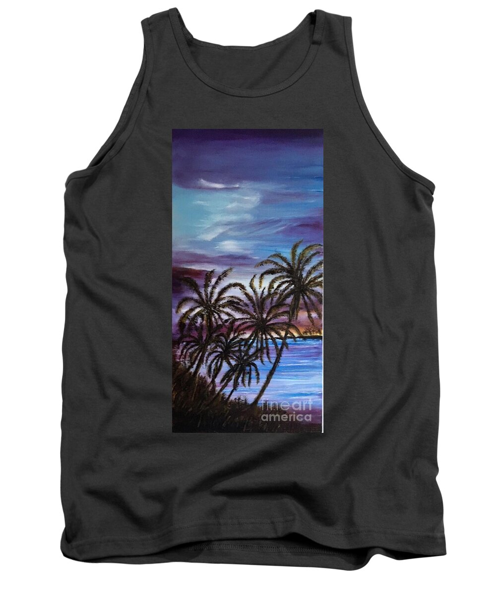 Seascape Tank Top featuring the painting Dusk at Palm Beach by Michael Silbaugh