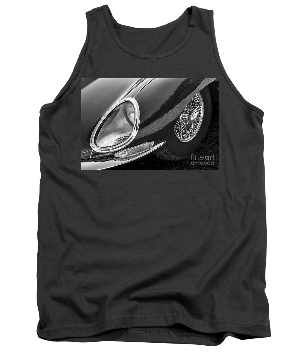 Jaguar Tank Top featuring the photograph E-Type monotone by Dennis Hedberg