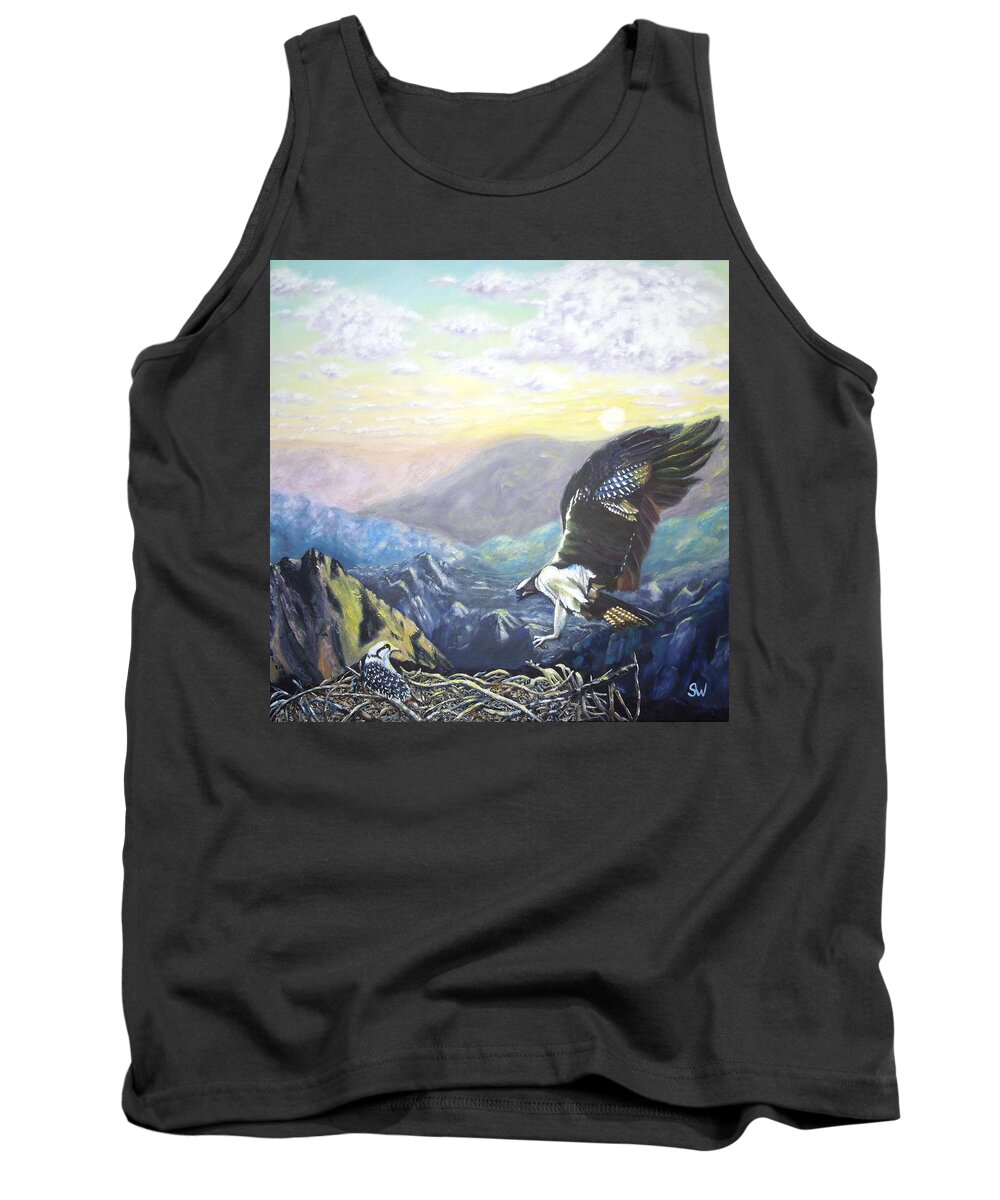 Impressionism Tank Top featuring the painting Eagle at home by Shirley Wellstead
