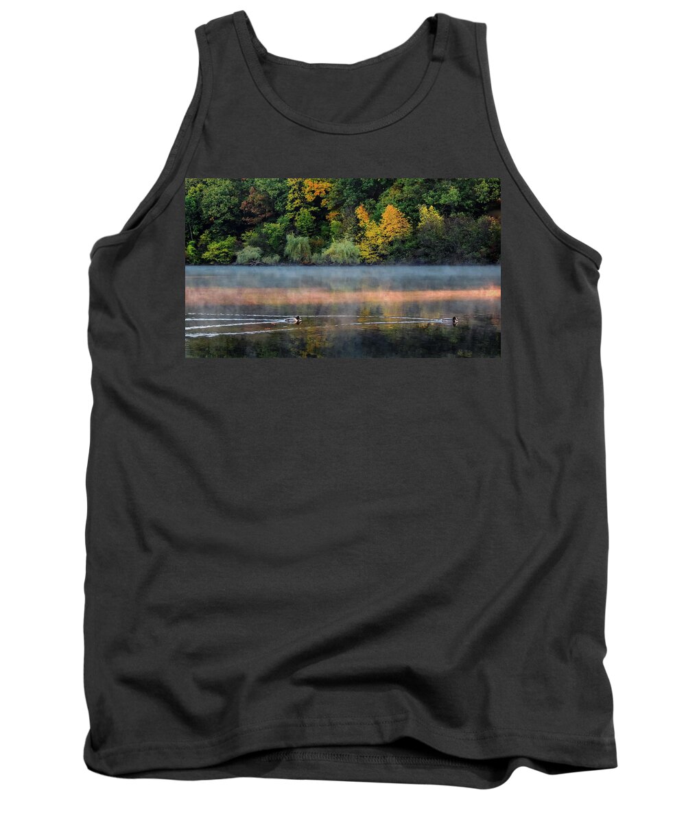 Landscape Tank Top featuring the photograph Early Autumn Morning at Longfellow Pond by Robert Mitchell