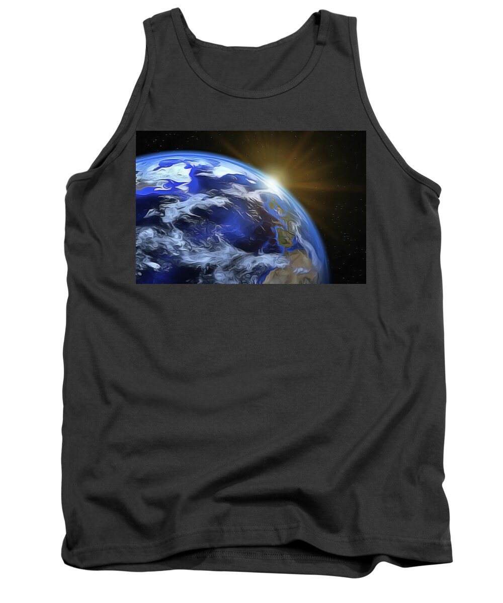 Earthview Tank Top featuring the painting Earthview by Harry Warrick