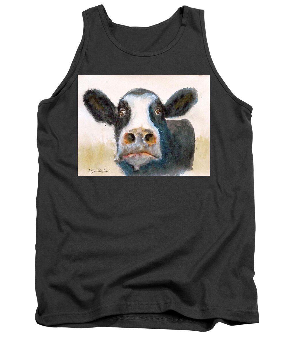 Cow Tank Top featuring the painting Eat More Chicken by William Reed
