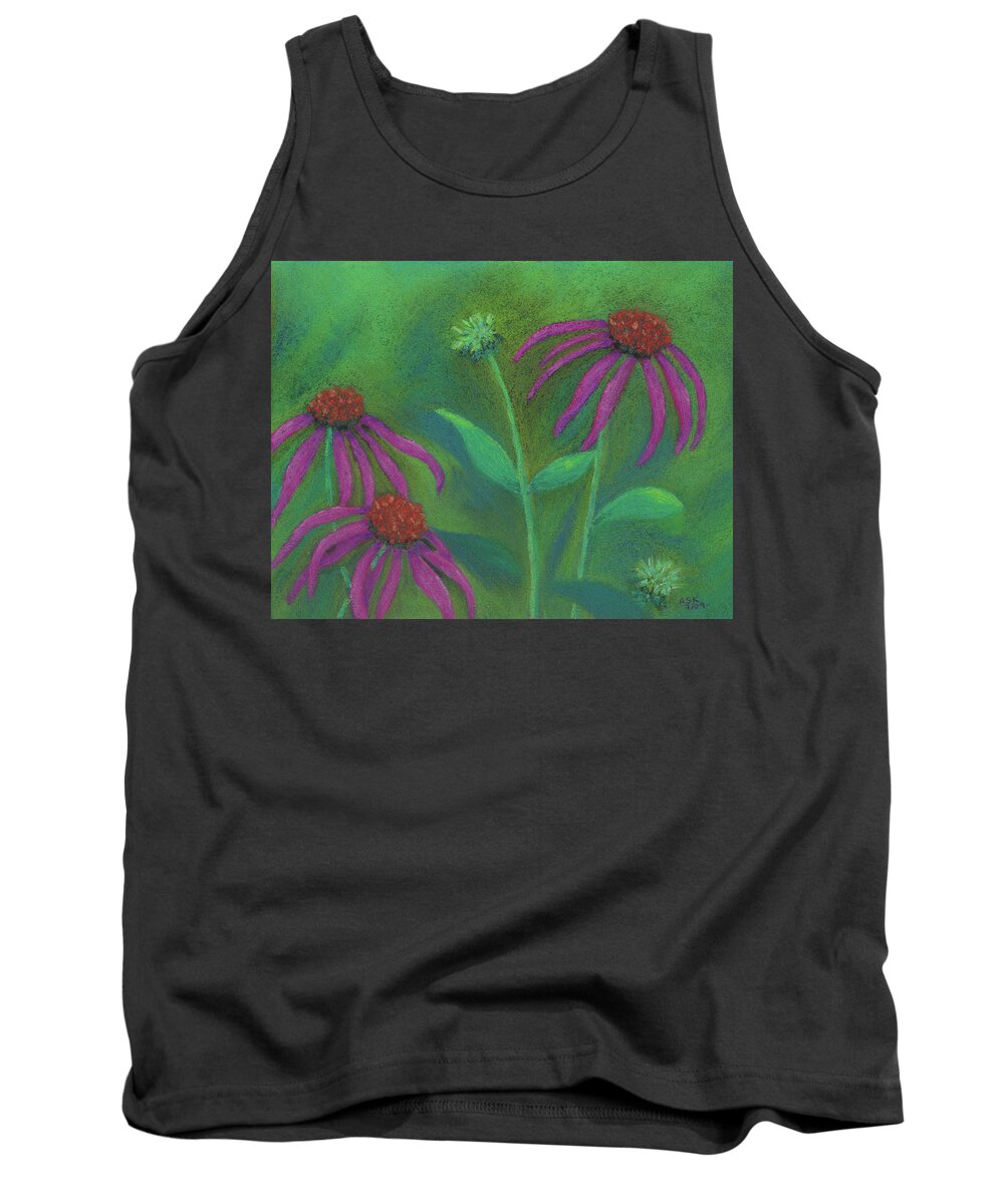 Echinacea Tank Top featuring the pastel Echinacea by Anne Katzeff