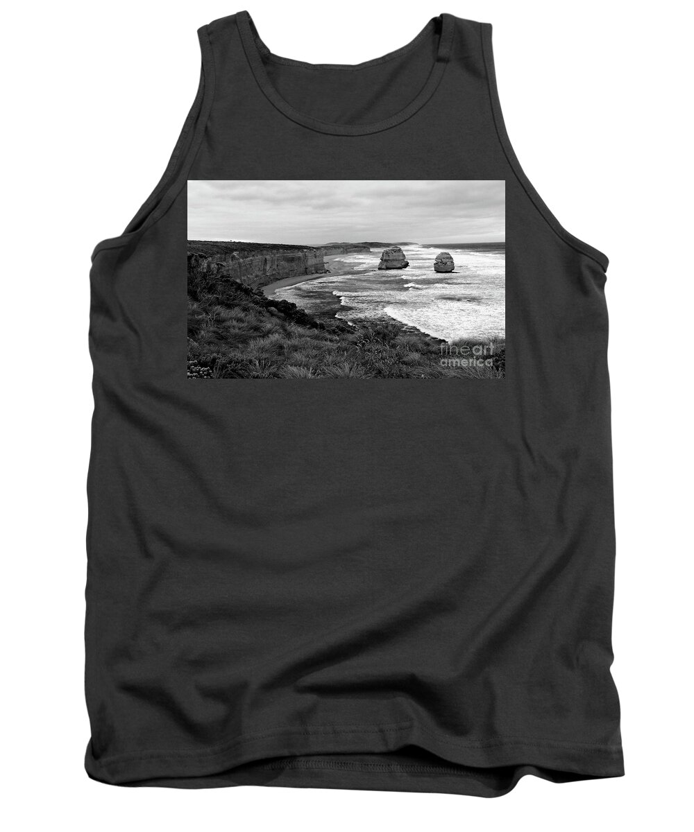 Digital Black And White Photo Tank Top featuring the photograph Edge of a Continent BW by Tim Richards
