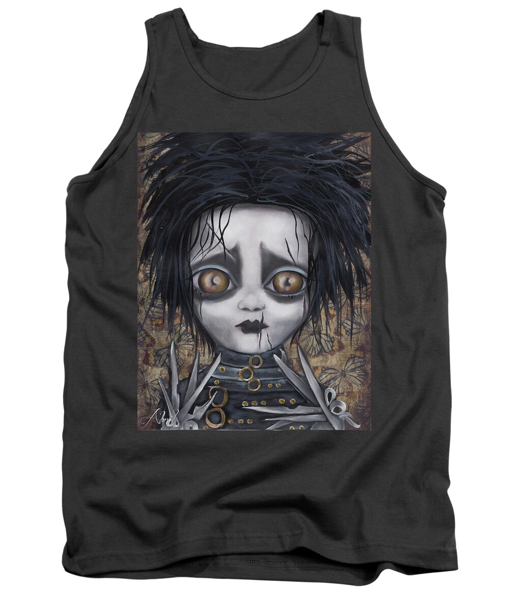 Edward Scissorhands Scissors Tank Top featuring the painting Edward Scissorhands by Abril Andrade