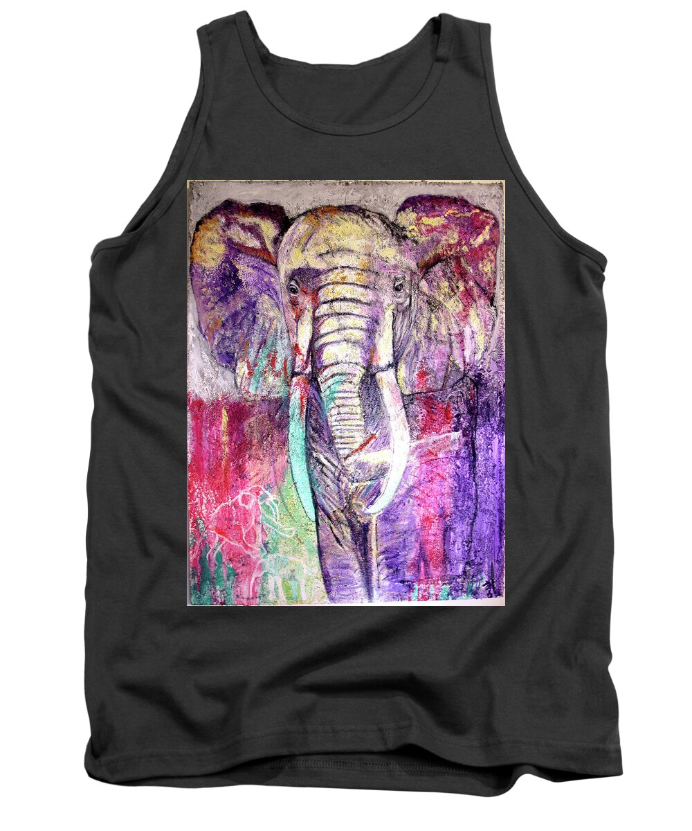 Endangered Species Tank Top featuring the painting Elephant by Toni Willey