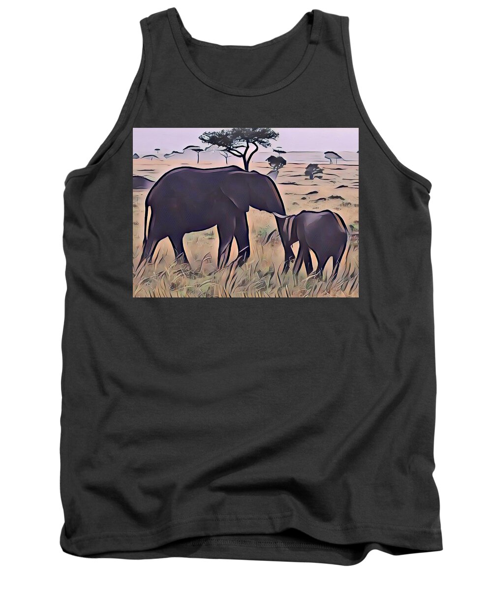 Elephant Tank Top featuring the photograph Elephants by Gini Moore