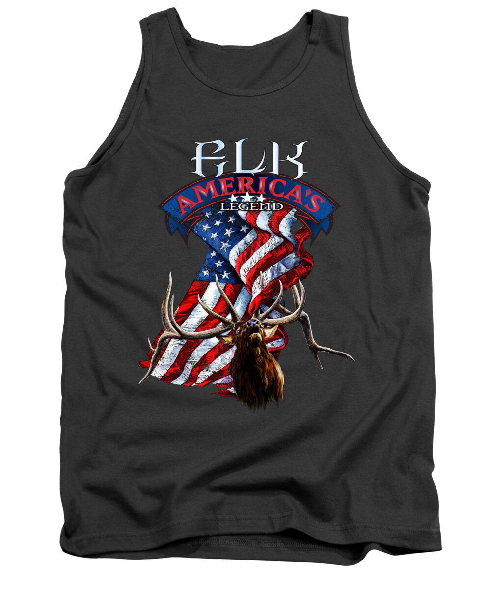 Elk Tank Top featuring the drawing Elk America's Legend v2 by Robert Corsetti