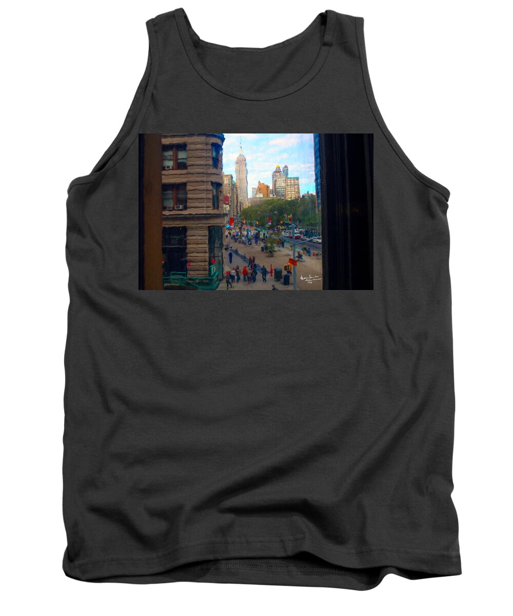 Landmark Tank Top featuring the photograph Empire State Building - Crackled View 2 by Madeline Ellis