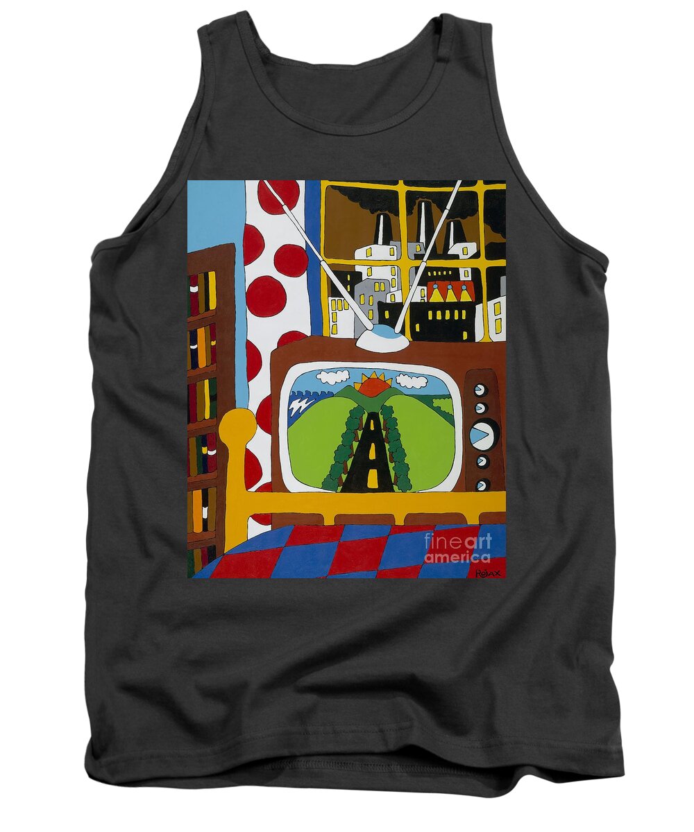 Tv Set Tank Top featuring the painting Escape by Rojax Art