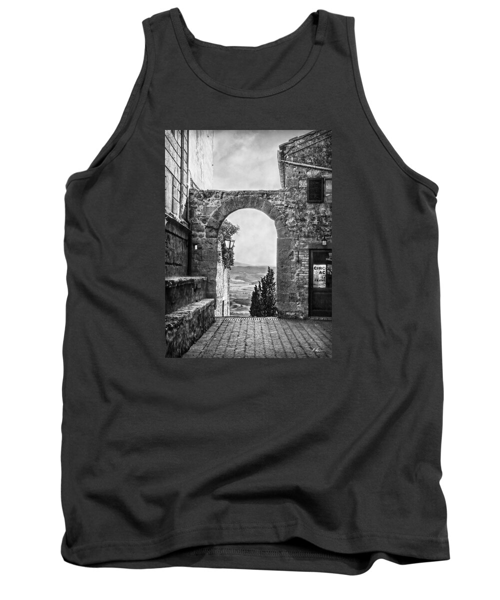 Italy Tank Top featuring the photograph Etruscan Arch B/W by Hanny Heim