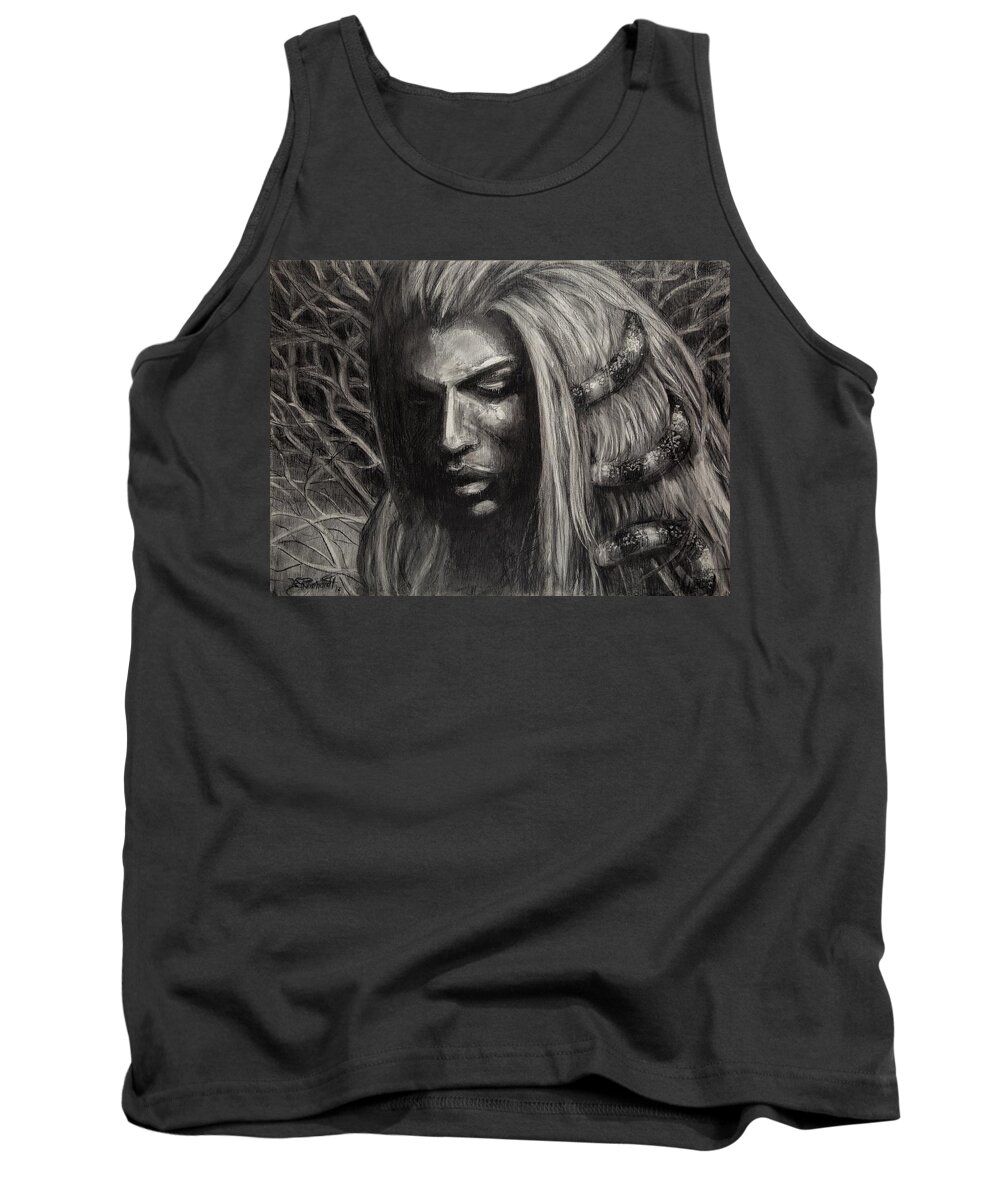 Charcoal Of Woman Tank Top featuring the drawing Eve by Jason Reinhardt