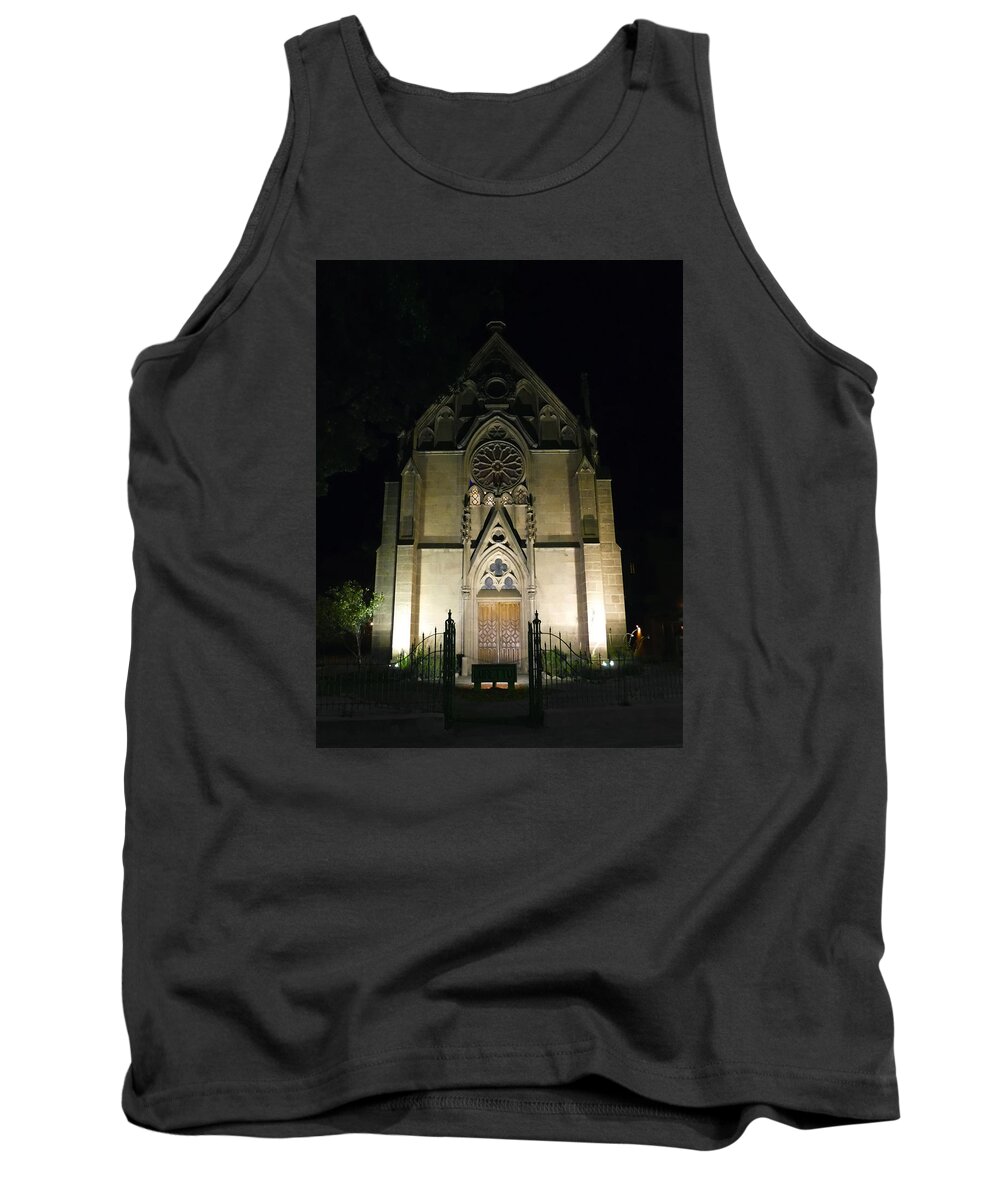 Photography Tank Top featuring the photograph Evening at Loretto Chapel Santa Fe by Kurt Van Wagner
