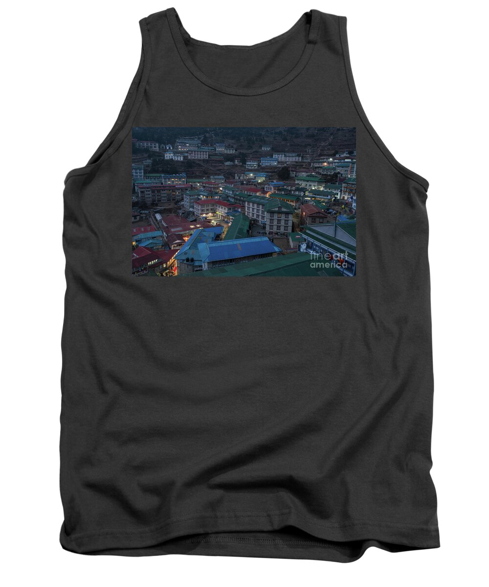Nepal Tank Top featuring the photograph Evening in Namche Nepal by Mike Reid