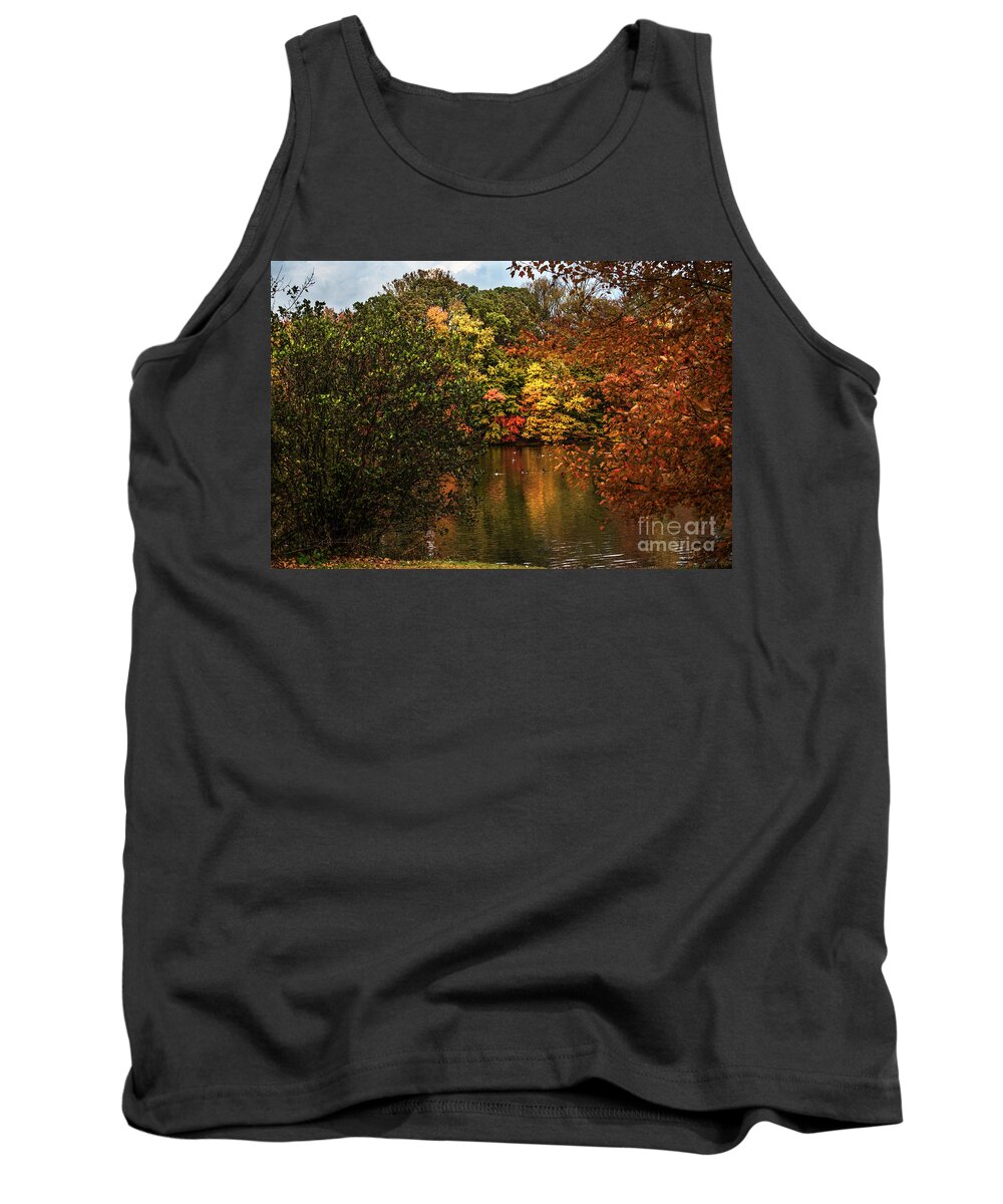 Fall Tank Top featuring the photograph Fall At The Lake by Judy Wolinsky