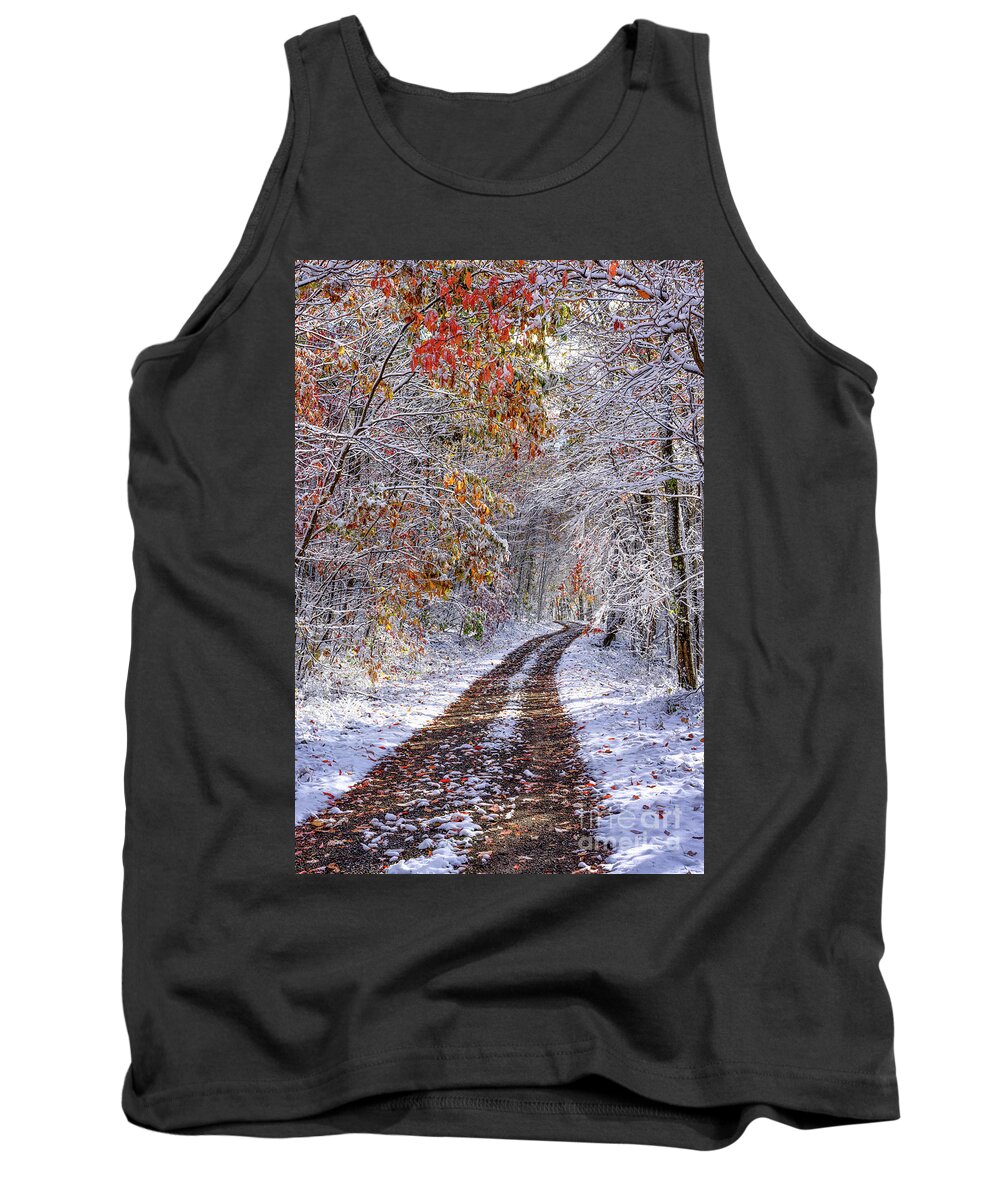 Autumn Tank Top featuring the photograph Fall Colors and Snow by Thomas R Fletcher