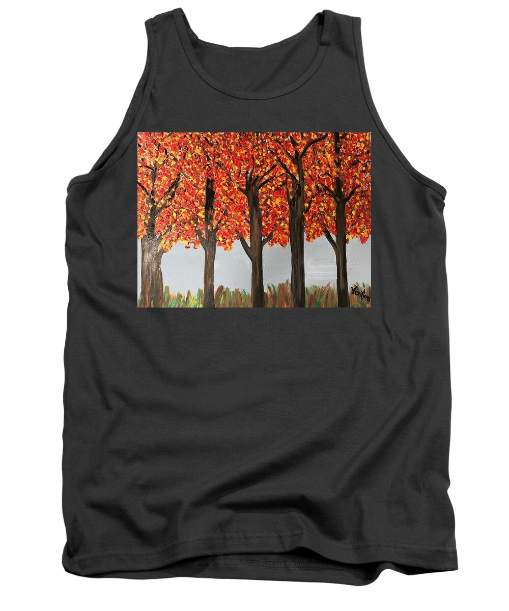 Fall Tank Top featuring the painting Fall leaves by Clare Ventura