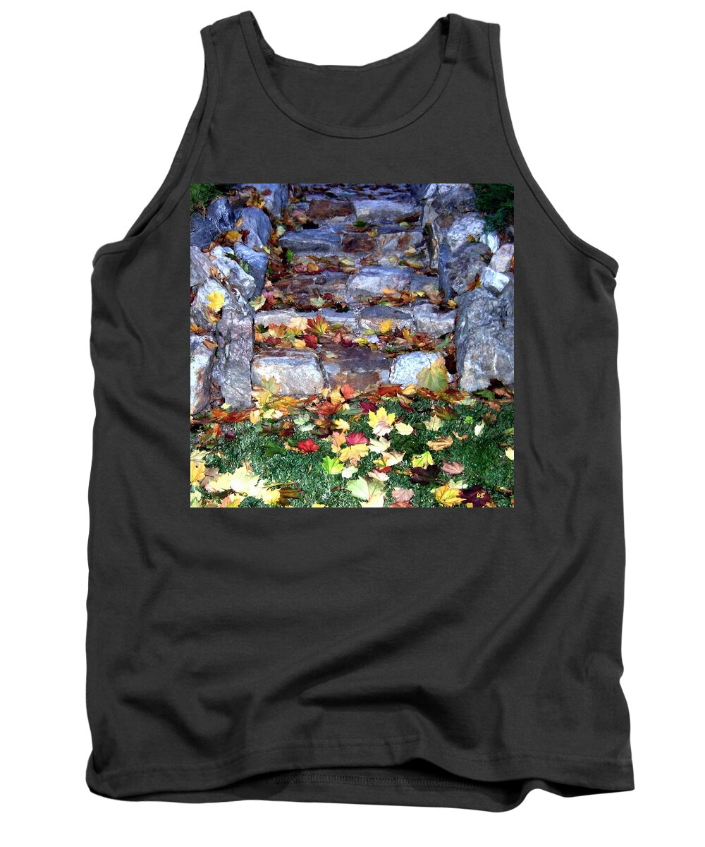 Rocks Tank Top featuring the mixed media Fall Stairway by Will Borden