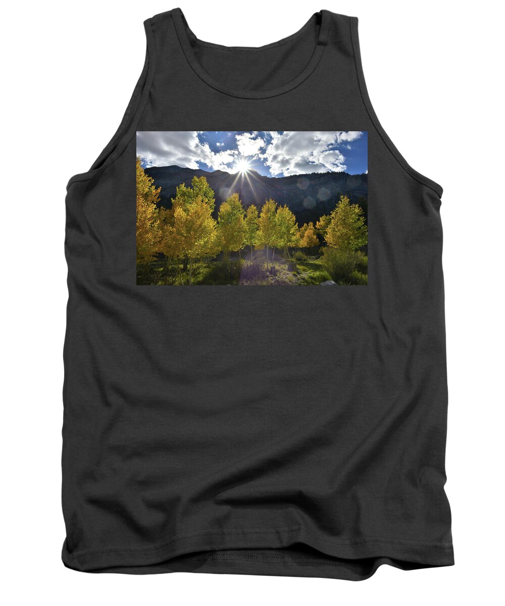 Humboldt-toiyabe National Forest Tank Top featuring the photograph Fall Sun Setting Over Mt. Charleston by Ray Mathis