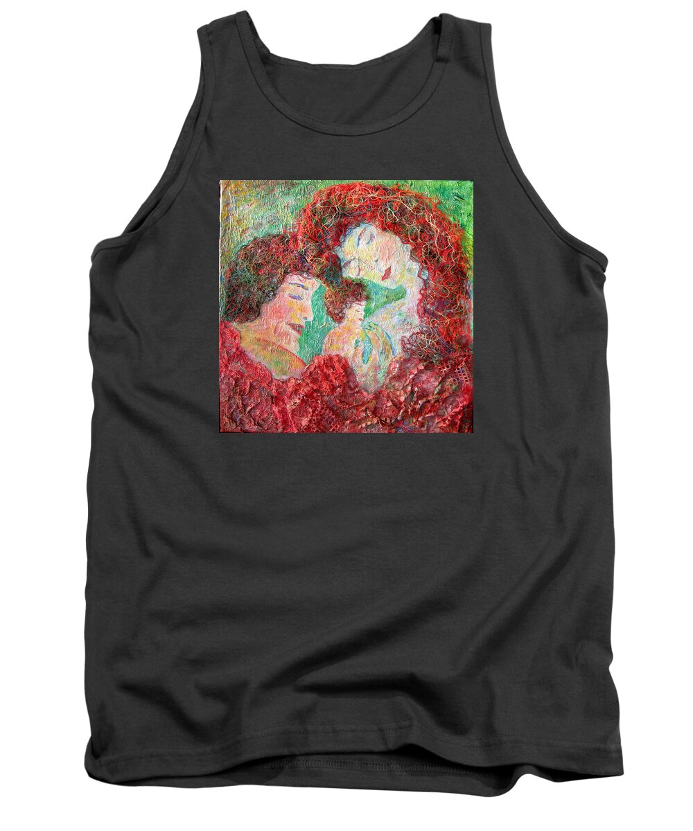 Mother Tank Top featuring the painting Family Safety by Naomi Gerrard
