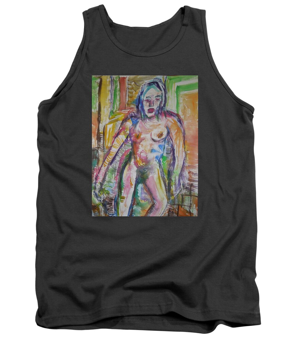 Nude Tank Top featuring the painting Fan Brush Nude by James Christiansen