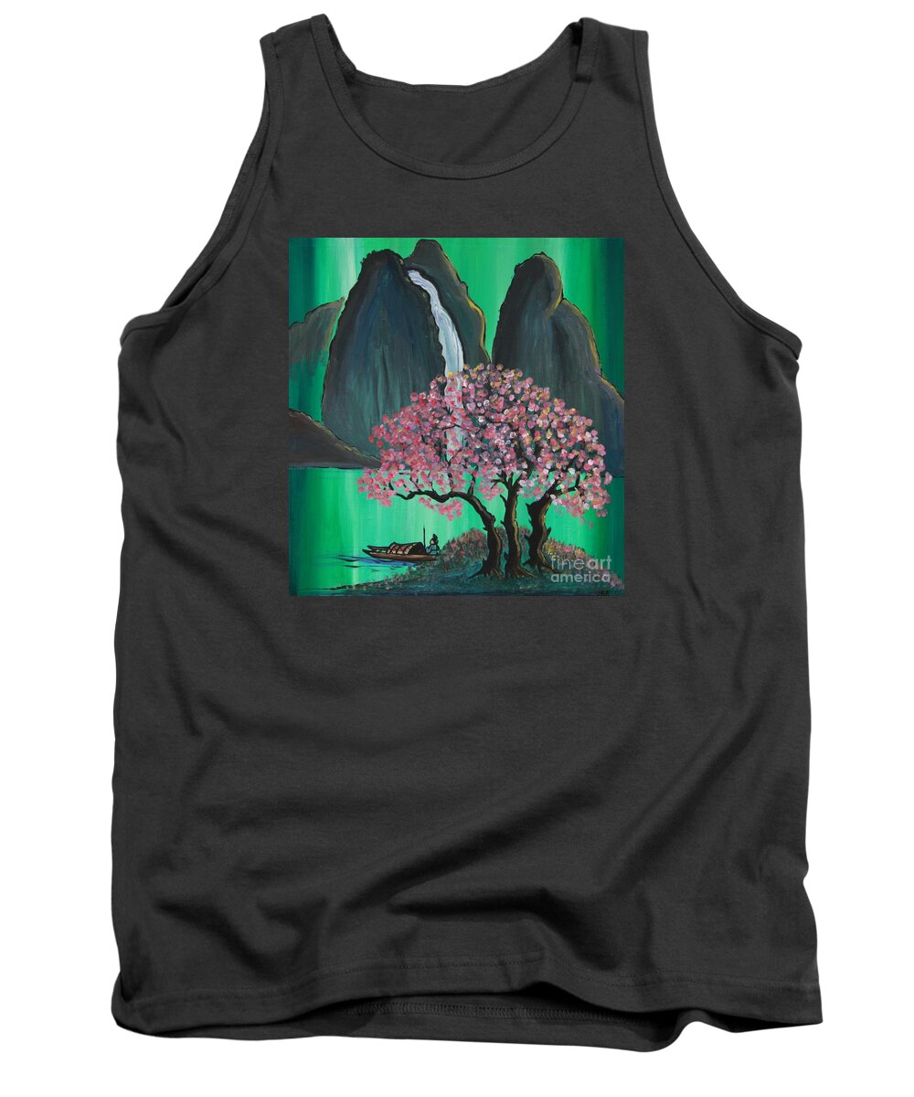 Japan Tank Top featuring the painting Fantasy Japan by Jacqueline Athmann