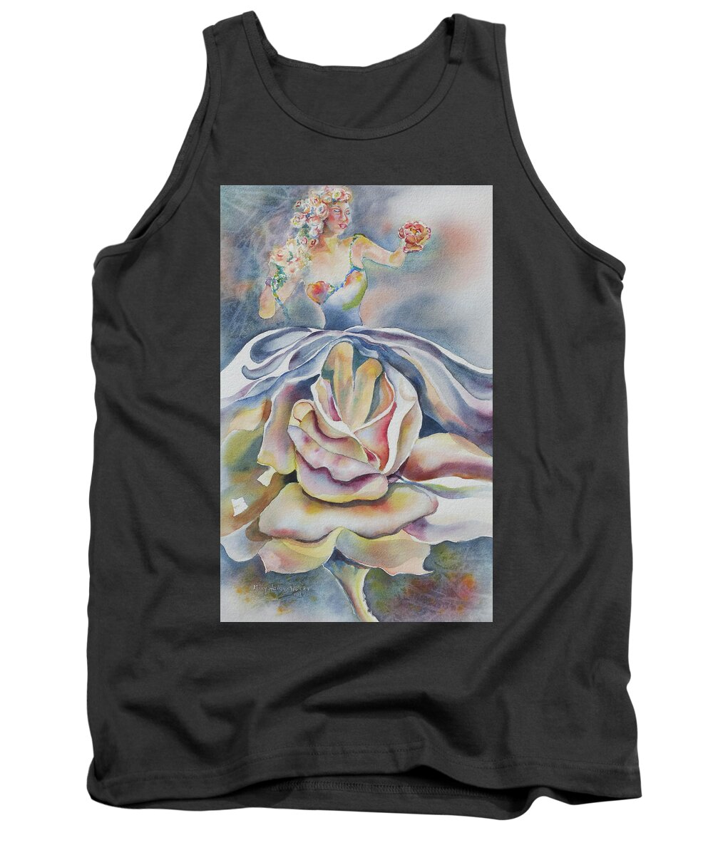 Rose Tank Top featuring the painting Fantasy Rose by Mary Haley-Rocks