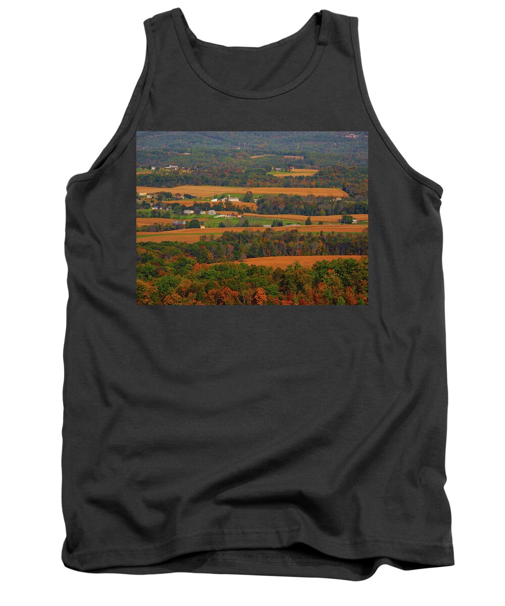Farms Below The Pa At Tank Top featuring the photograph Farms Below the PA AT by Raymond Salani III
