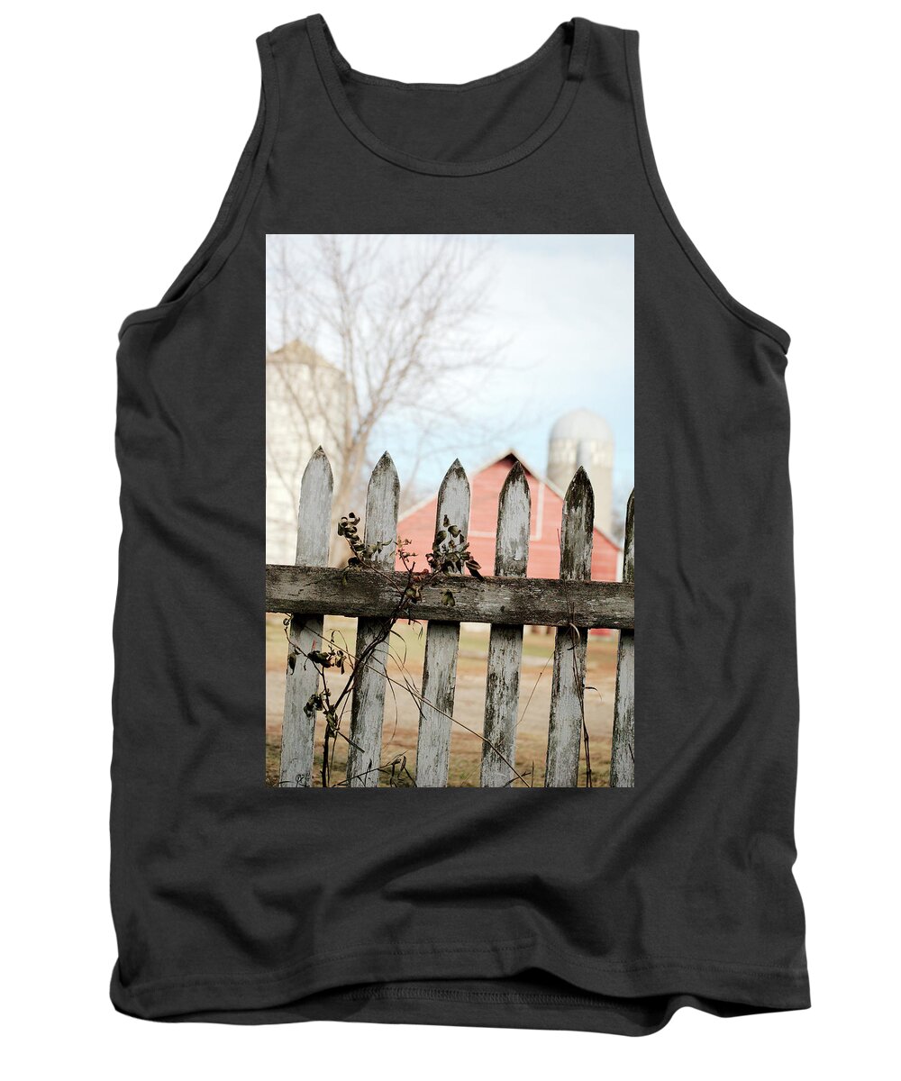 Picket Fence Tank Top featuring the photograph Fenceline by Troy Stapek