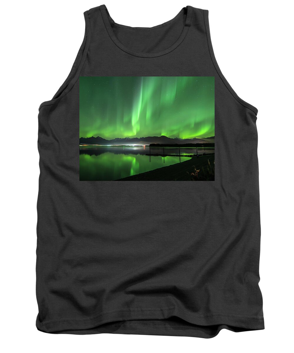 Northern Lights Tank Top featuring the photograph Fire in the Sky by David Kirby