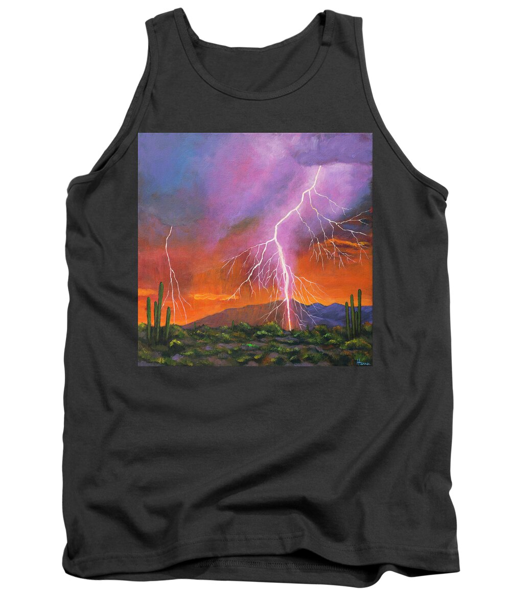 Arizona Tank Top featuring the painting Fire in the Sky by Johnathan Harris