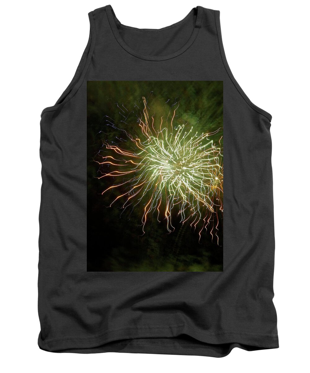Close Up Photo Fireworks Tank Top featuring the photograph Fireworks 7 by Joan Reese