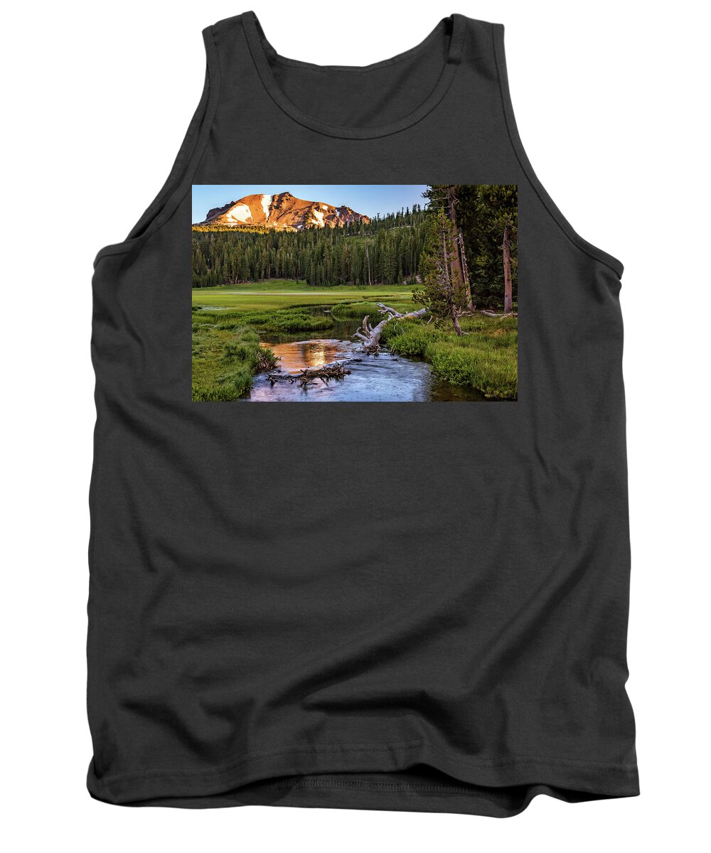 Af Zoom 24-70mm F/2.8g Tank Top featuring the photograph First Light on Lassen from Upper Meadow by John Hight