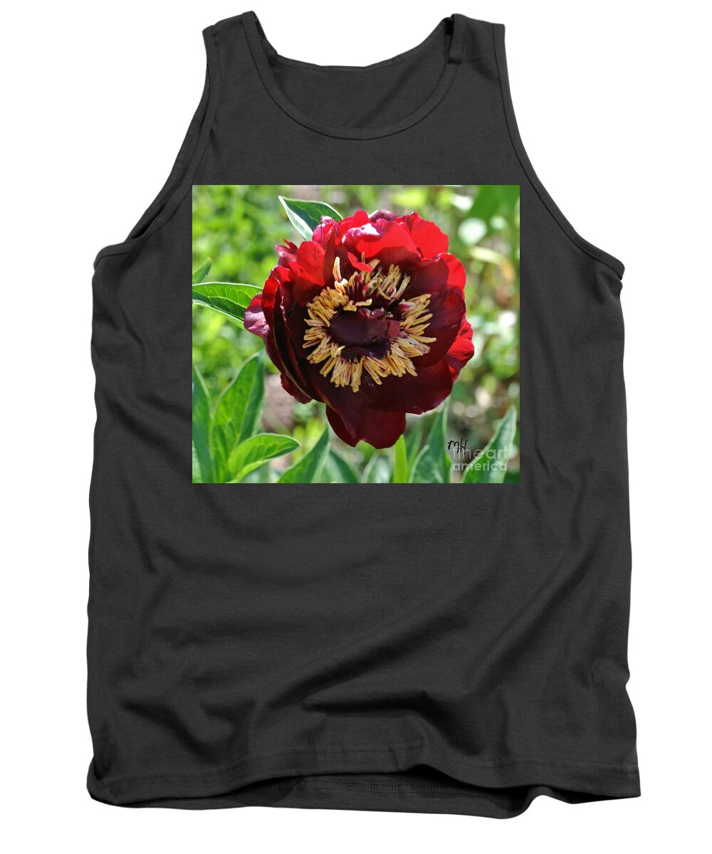 Photo Tank Top featuring the photograph First Peony Bloom by Marsha Heiken