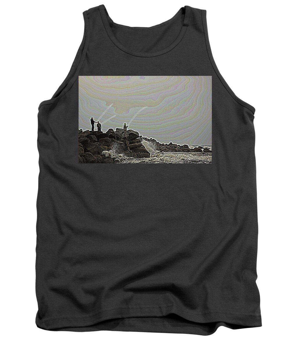 Fishing Tank Top featuring the photograph Fishing in the Twilight Zone by Bob Cournoyer