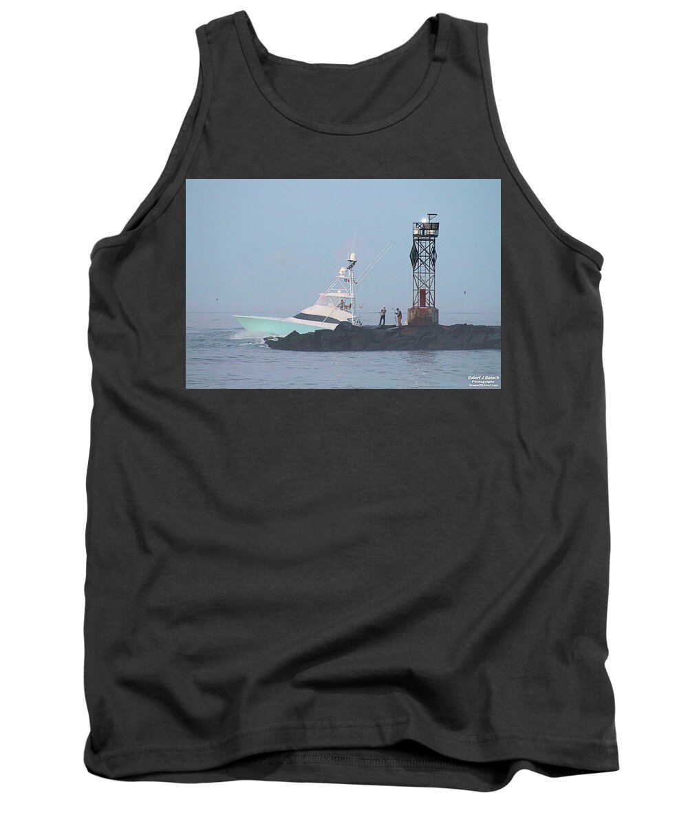 Water Tank Top featuring the photograph Fishing On The Inlet Jetty by Robert Banach