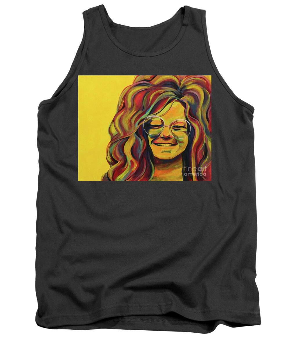 Janis Joplin Tank Top featuring the painting Flower in the Sun by Sara Becker