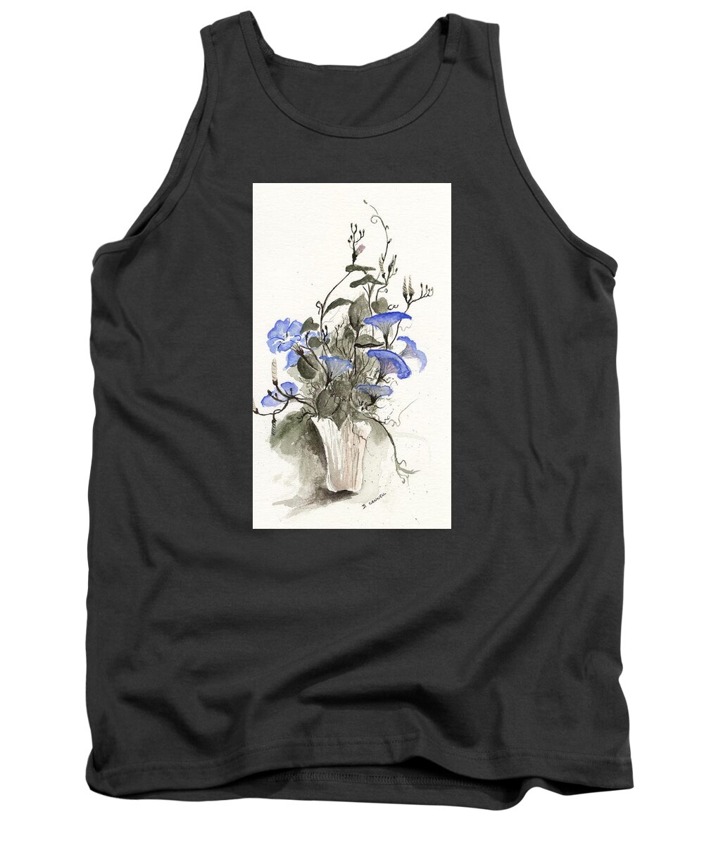 Blue Tank Top featuring the painting Flower study seventeen by Darren Cannell