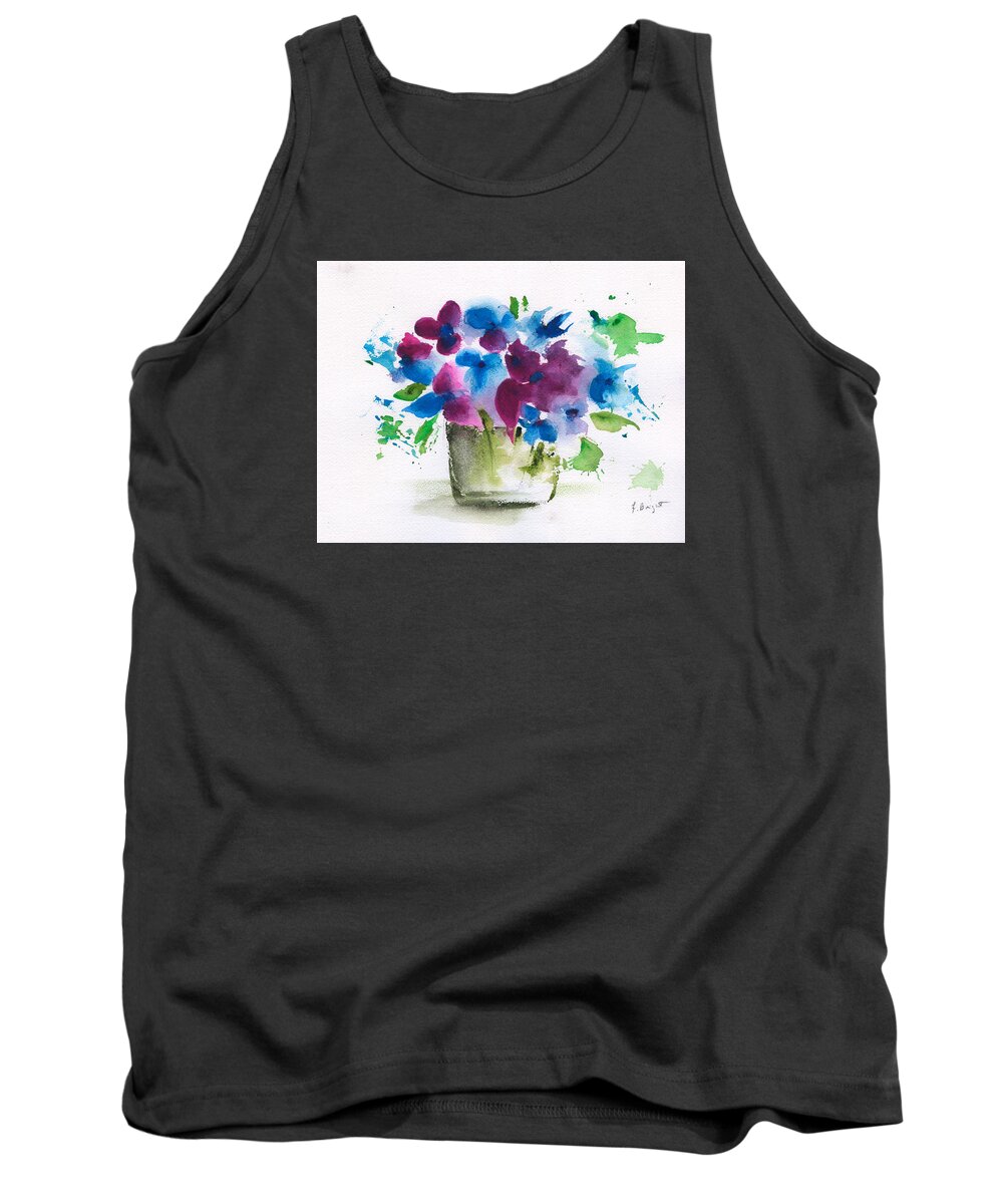 Flowers In A Glass Vase Abstract Tank Top featuring the painting Flowers In A Glass Vase Abstract by Frank Bright