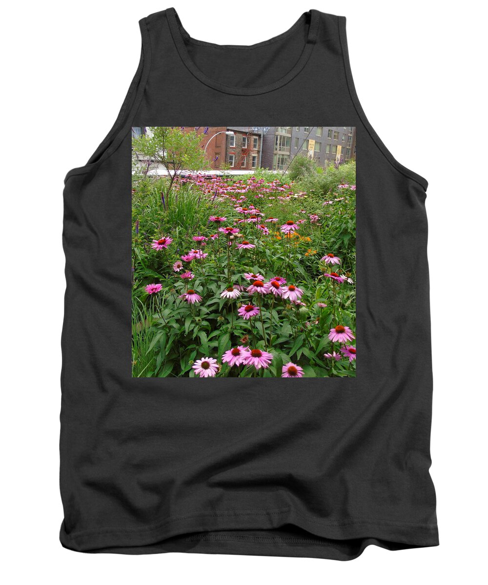 Flowerscape Tank Top featuring the photograph Flowers on the High Line by Susan Lafleur