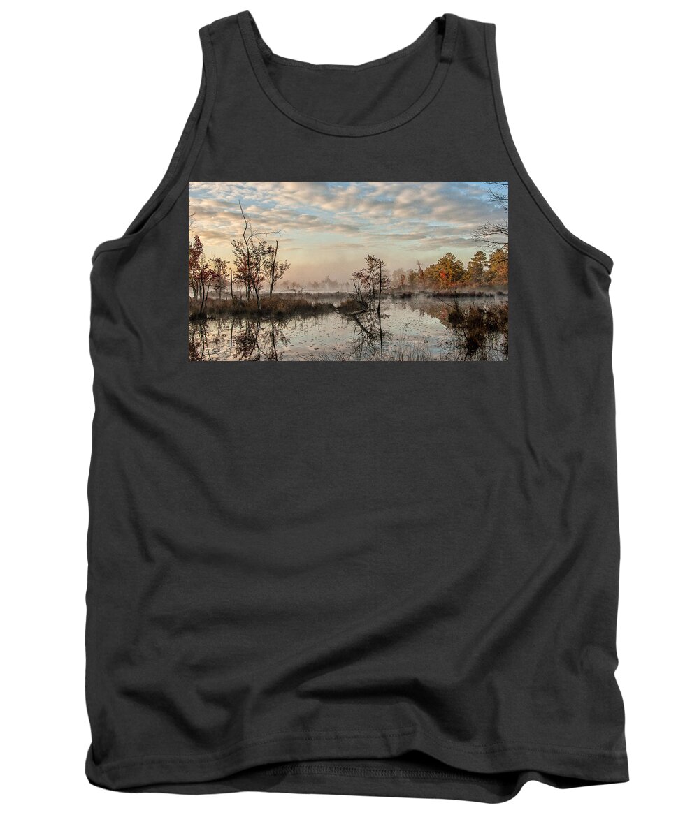 Landscape Tank Top featuring the photograph Foggy Morning in the Pines by Louis Dallara