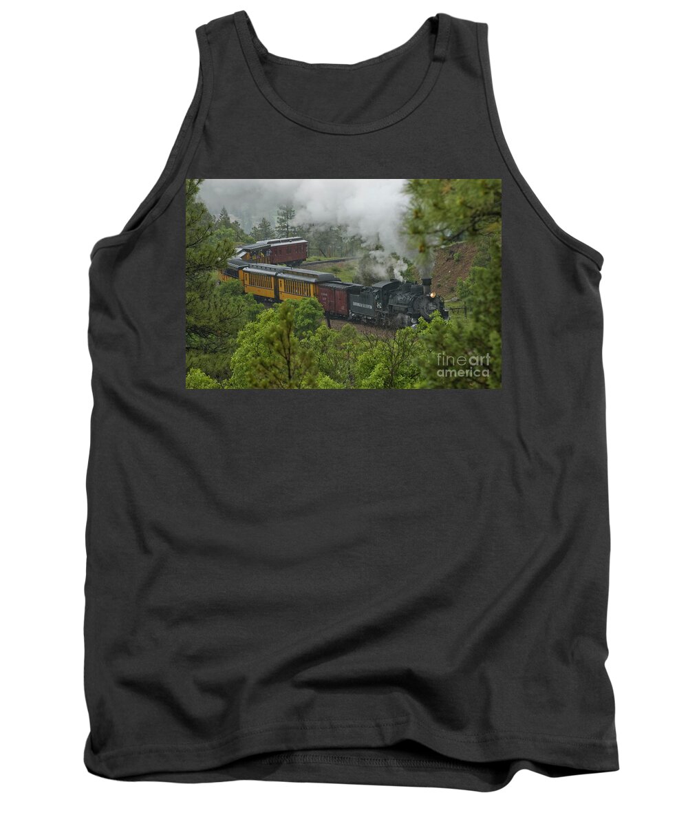 Trains Tank Top featuring the photograph Foggy Mountain Railroading by Tim Mulina