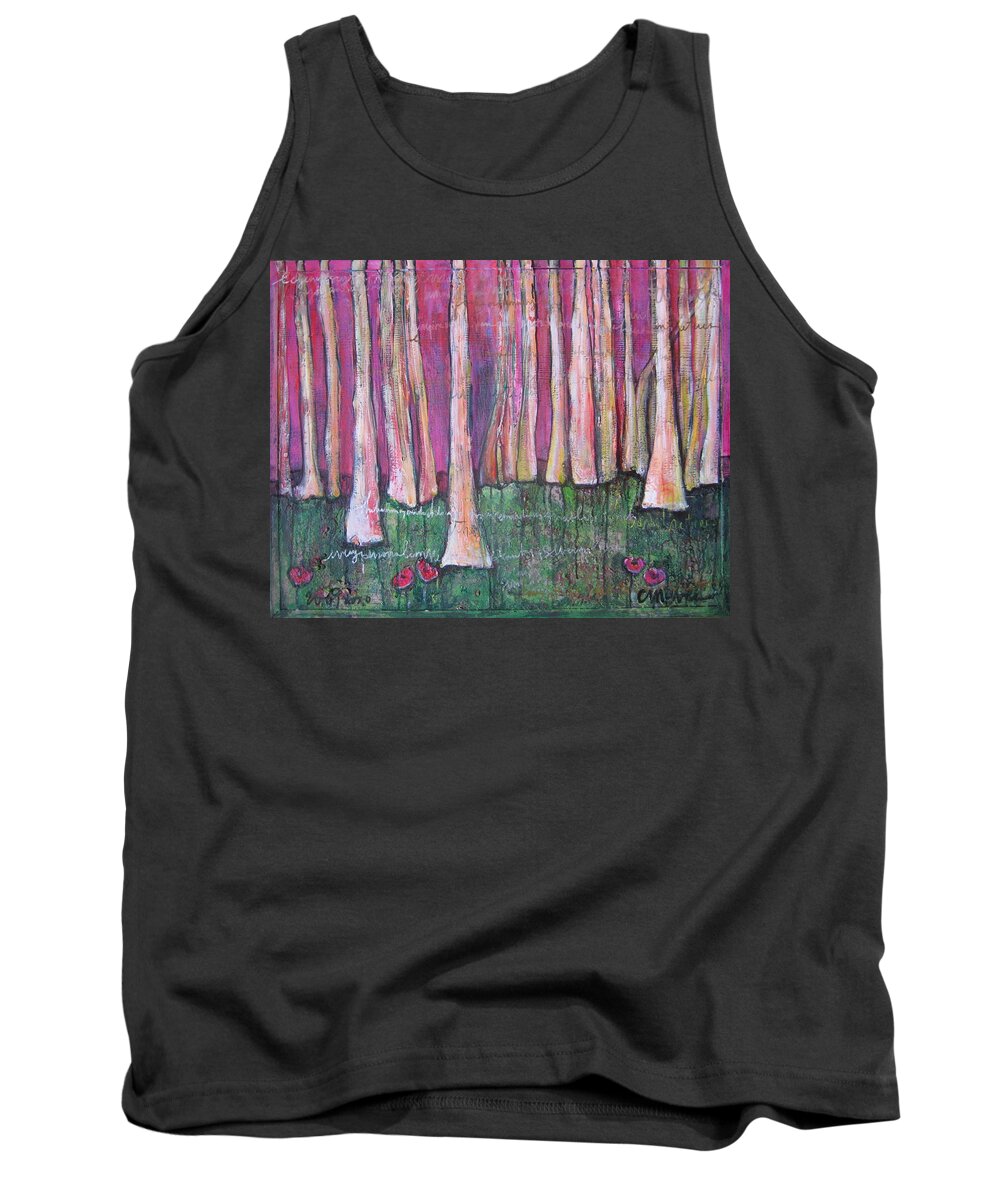 Aspen Trees Tank Top featuring the painting For Page Turner by Laurie Maves ART