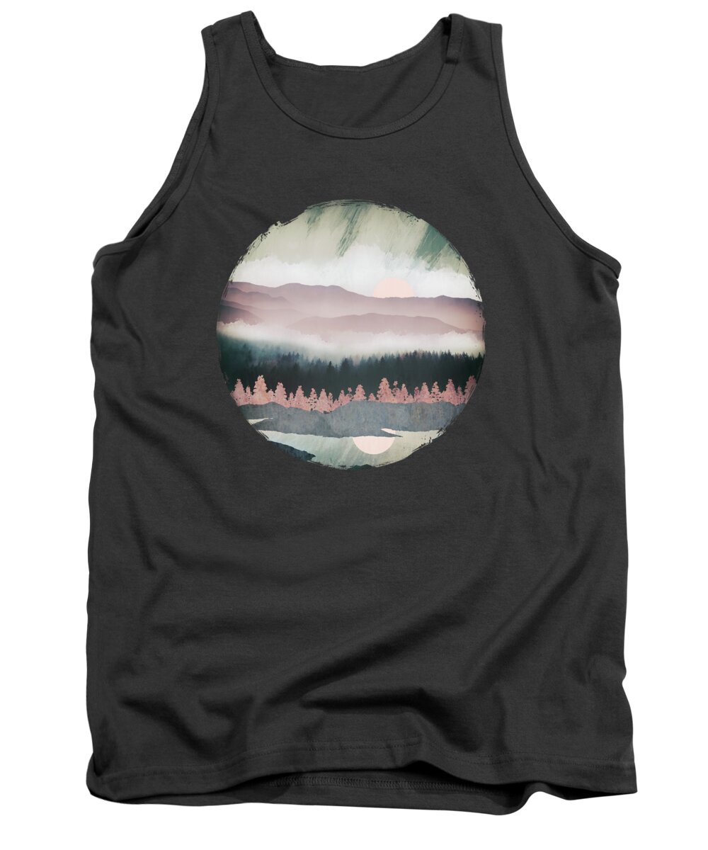 Forest Tank Top featuring the digital art Forest Lake Evening by Spacefrog Designs