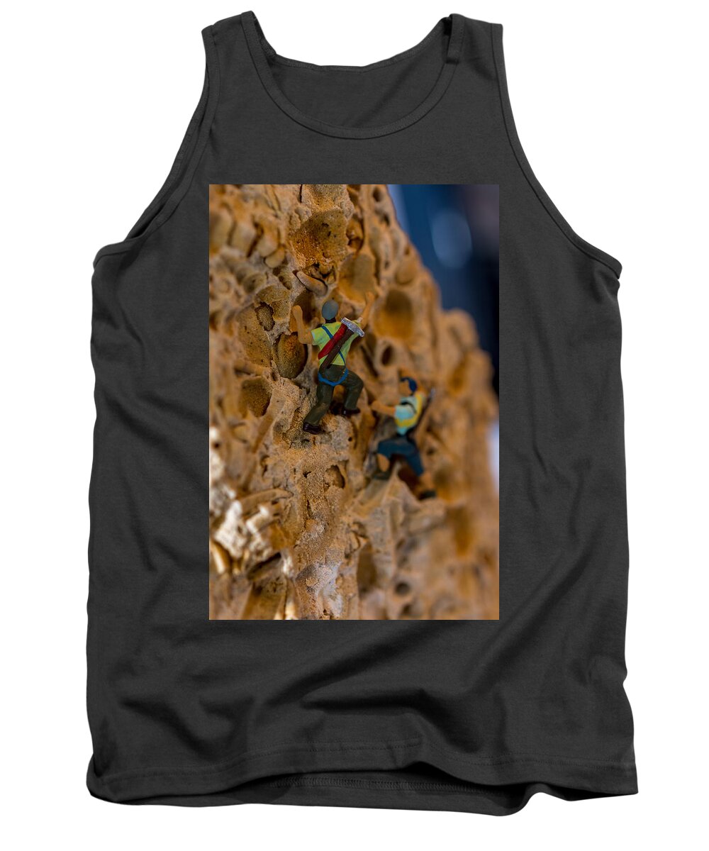 Macro Tank Top featuring the photograph Fossil Rock climbing by Rainer Kersten