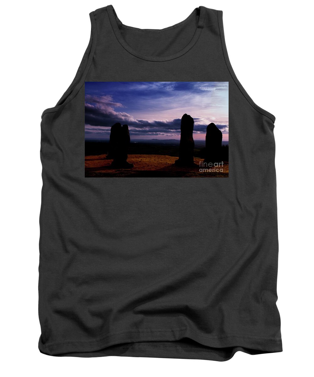 Sunset Tank Top featuring the photograph Four Stones Clent Hills by Baggieoldboy