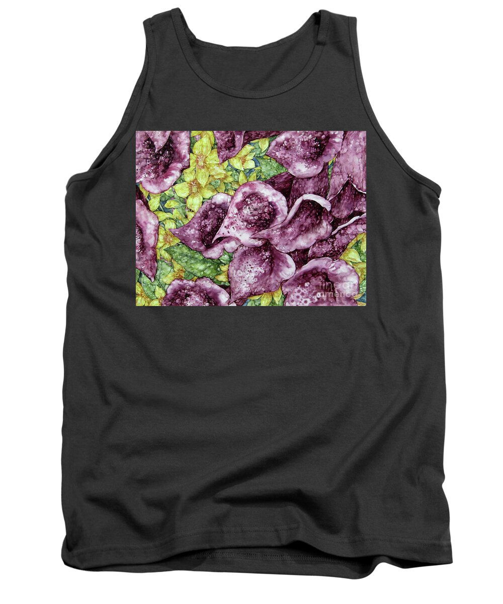 Watercolour Tank Top featuring the painting Foxgloves by Kim Tran