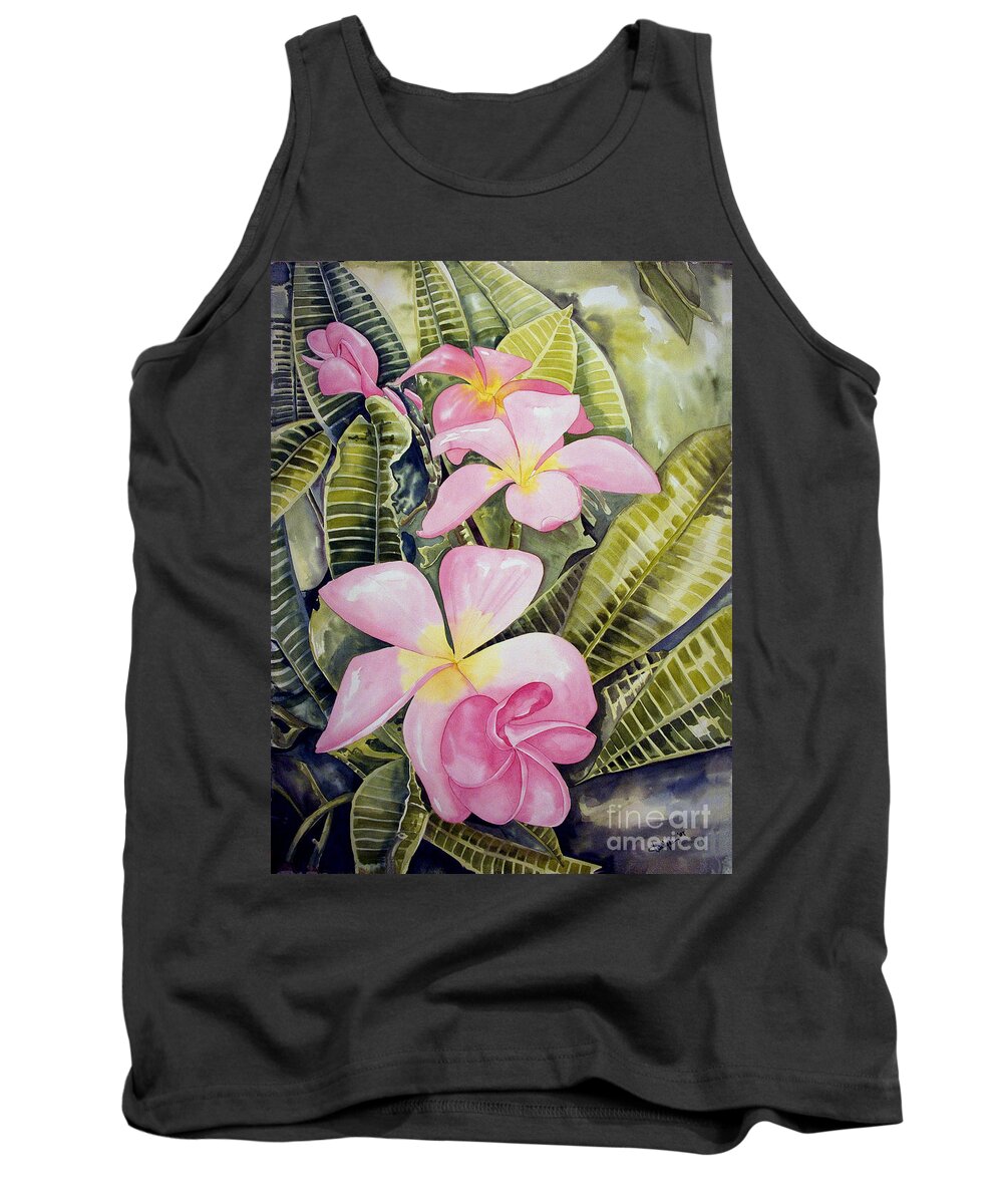 Floral Tank Top featuring the painting Frangipani by Kandyce Waltensperger