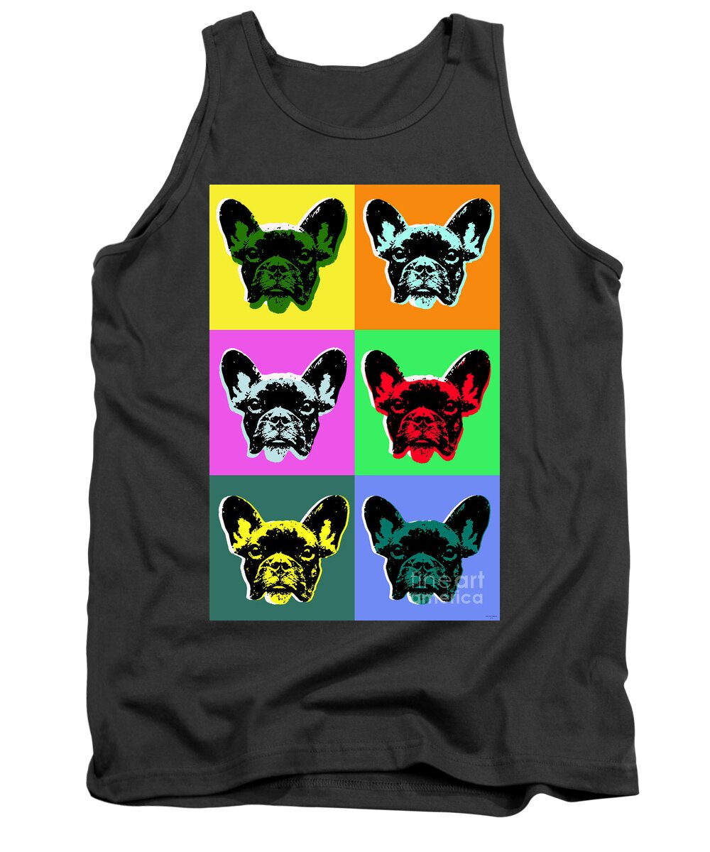 French Tank Top featuring the digital art French Bulldog Pop Art style by Jean luc Comperat