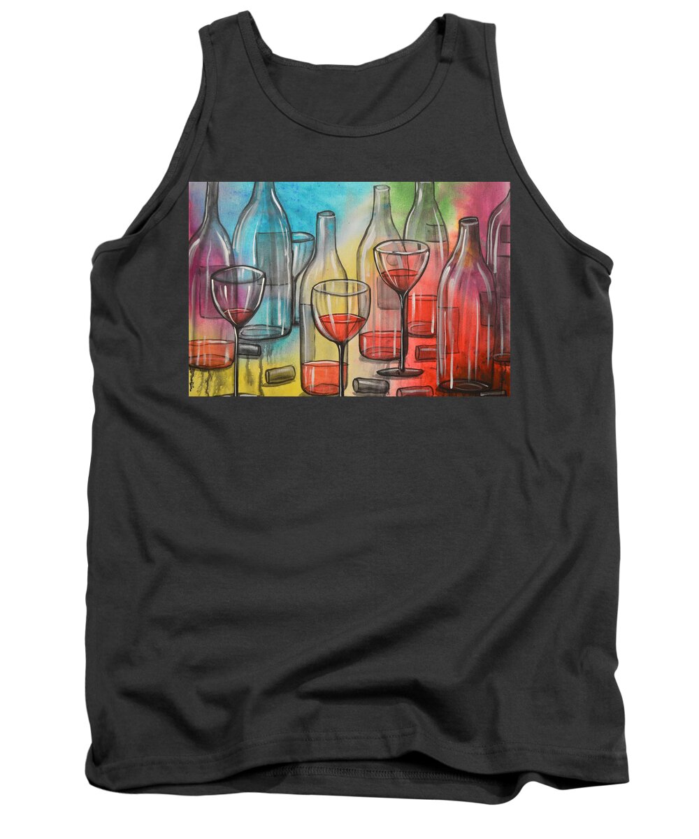 Wine Tank Top featuring the painting Friday Night by Amy Giacomelli